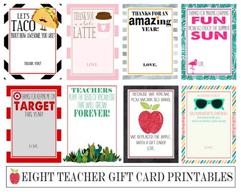 Teacher Gift Card Printable